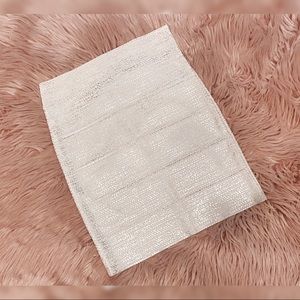 BCBG Bandage White & Silver Skirt